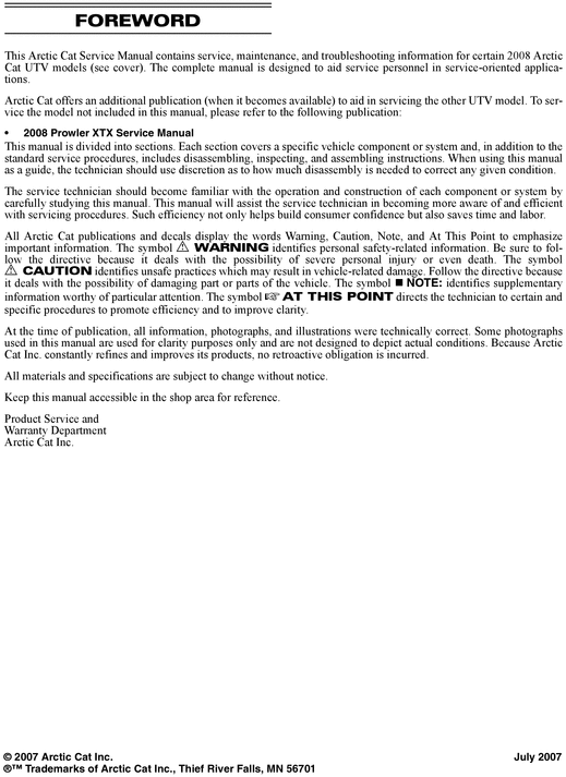 Product picture ARCTIC CAT 2008 PROWER MANUAL